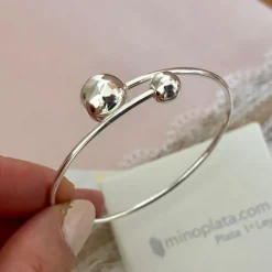 Sale Pulsera Rígida Bolas De Plata De Ley