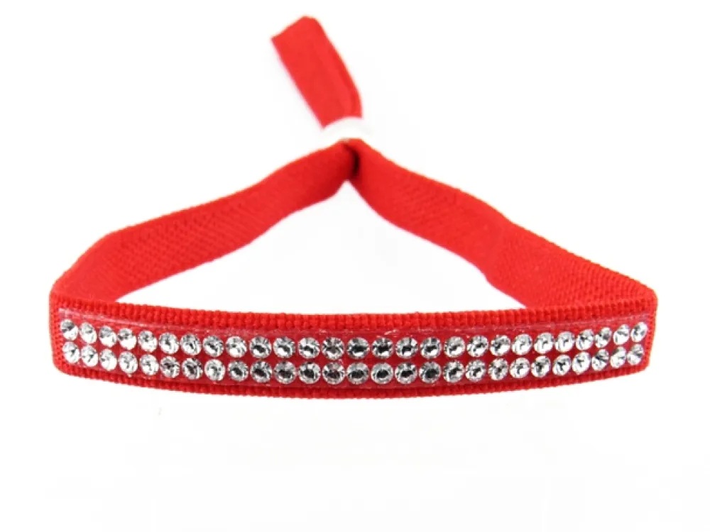 Online Pulsera Roja Cinta Elástica Con Cristales Swarovski