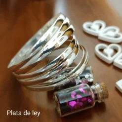 Pulseras Semanario De Plata Media Caña Lisa 6Mm Anchas Y 65Mm De Diámetro (Talla M)