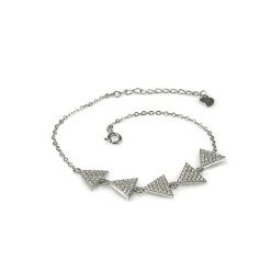 Pulsera Triángulos De Plata Rodiada Y Circonitas Microengastadas