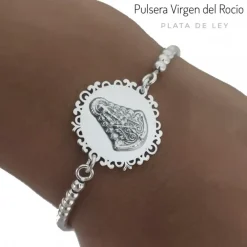 New Pulsera Virgen Del Rocío De Plata De Ley Bolas 3 Mm.