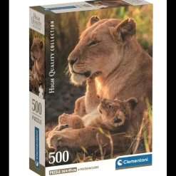 Puzzle 500 piezas Leona adulta y Cachorro - Clementoni