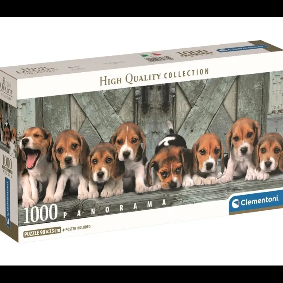 Puzzle 1000 piezas Manada de Cachorros de Beagles Panorámico - Clementoni
