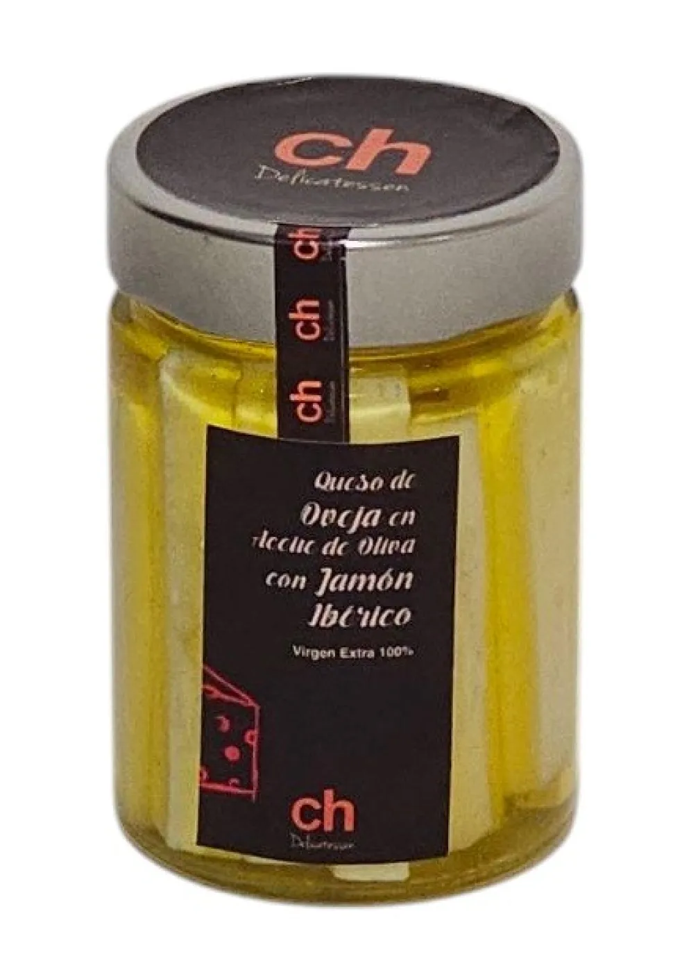 Queso de oveja en aceite de oliva con jamón ibérico - Bote 220 g
