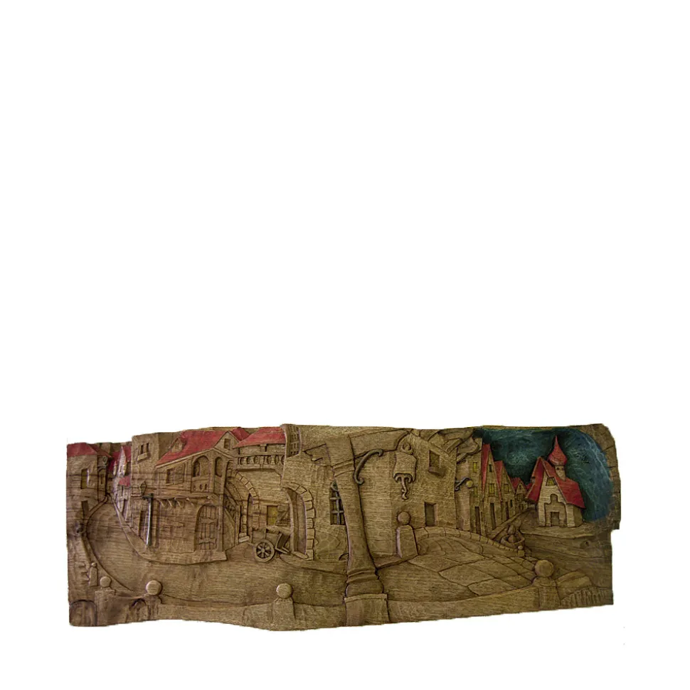 Relieve pueblo - Talla de madera