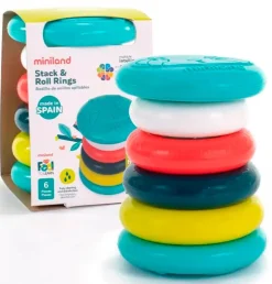 Miniland Rodillo de anillos apilables sensorial para bebés