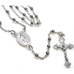 Rosario De Plata Con Bolas 3 Mm.
