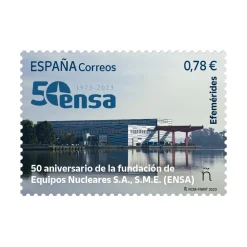Sale Sello 50 aniversario de la fundación de Equipos Nucleares S.A. I Efemérides | Pack de 5