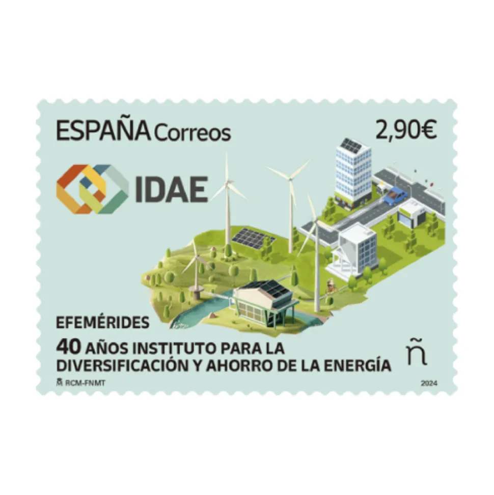 Sello 40 Aniversario del Instituto para la diversificación y ahorro de la Energía (IDAE) | Serie Efemérides