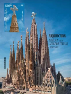 Best Sello Basílica de la Sagrada Familia | Serie Arquitectura | Hoja Bloque