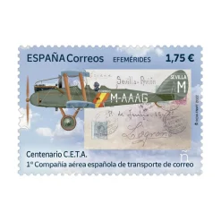 Sello centenario de C.E.T.A. Primera compañía aérea española de transporte de correo I Pack de 5