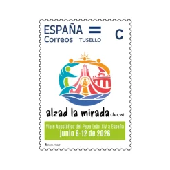 Sello conmemorativo Visita del Papa León XIV a España | Tarifa C | Pack de 5