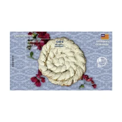 New Sello Ensaimada. Illes Balears | Gastronomía: España en 19 platos I Hoja bloque