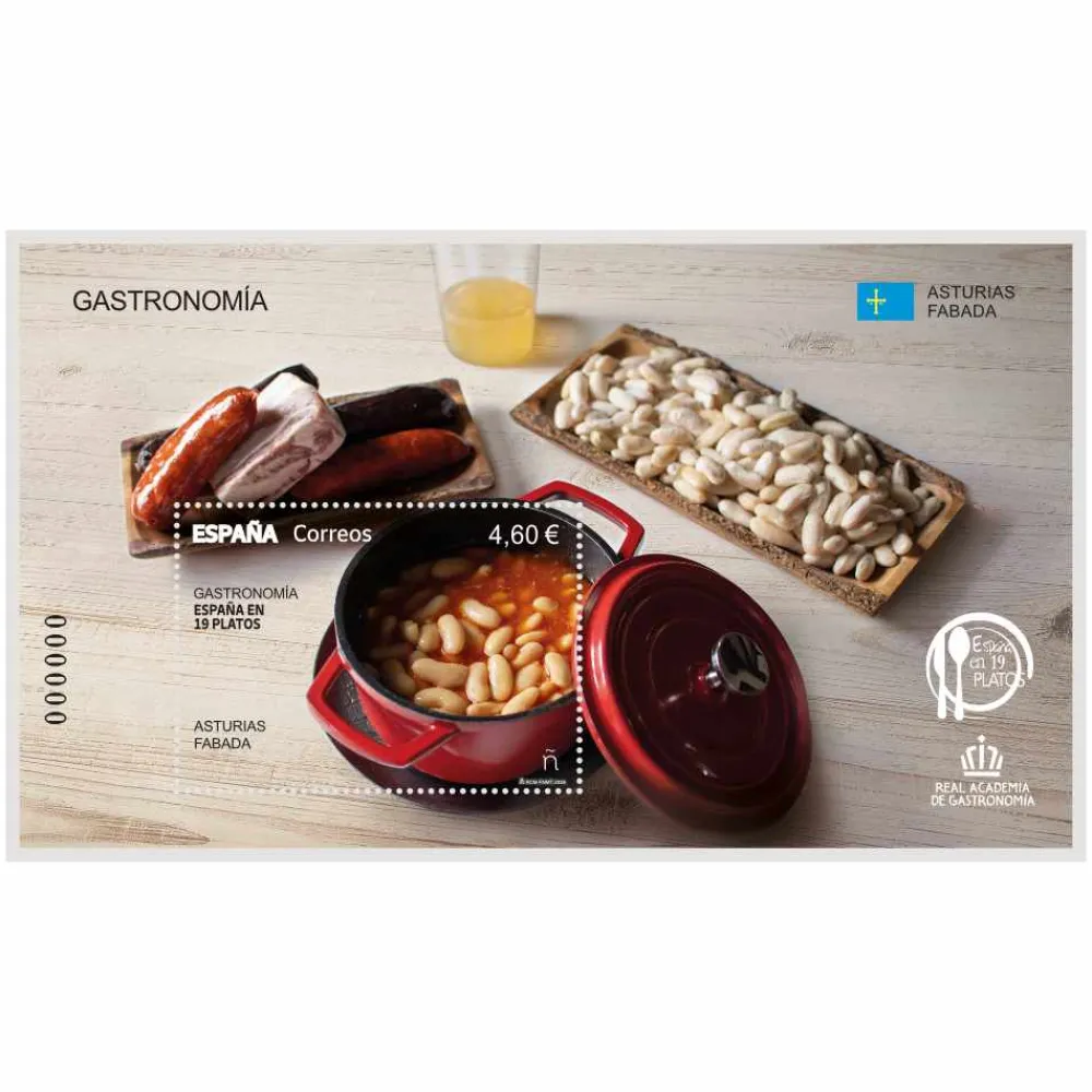 Clearance Sello Fabada. Asturias | Gastronomía: España en 19 platos 2026 | Hoja Bloque
