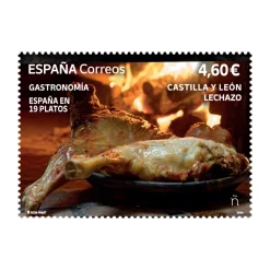 Hot Sello Lechazo. Castilla y León | Gastronomía: España en 19 platos 2024 | Hoja bloque