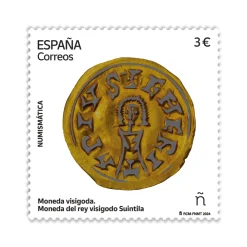 Sello Moneda visigoda. Moneda del rey visigodo Suintila | Serie arqueología | Numismática