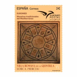 Sello Mosaicos tradicionales del Mediterráneo. Villa romana de la Quintilla. Lorca (Murcia) | Serie Euromed