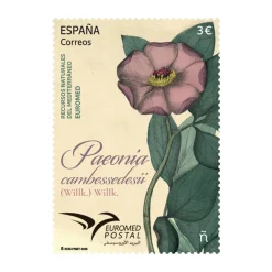 Sello Paeonia cambessedesii | Serie Euromed - Recursos Naturales del Mediterráneo | Pliego premium
