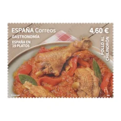 Outlet Sello Pollo al chilindrón. Aragón | Gastronomía: España en 19 platos 2025 | Hoja bloque