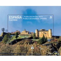 Sello Pueblos con Encanto 2026 | Alcúdia, Sanabria, Villanueva de los Infantes, Zahara de los Atunes | Tarifa A | Hoja bloque