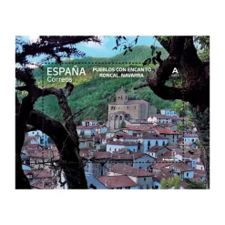 Hot Sello Pueblos con Encanto 2025 | Castro Caldelas, Comillas, Roncal y Trujillo | Hoja bloque