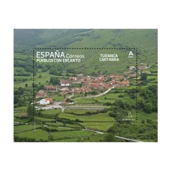 Sello Pueblos con Encanto 2022 | Serie VII | Calaceite, Medinaceli, Olivenza y Tudanca | Hoja Bloque