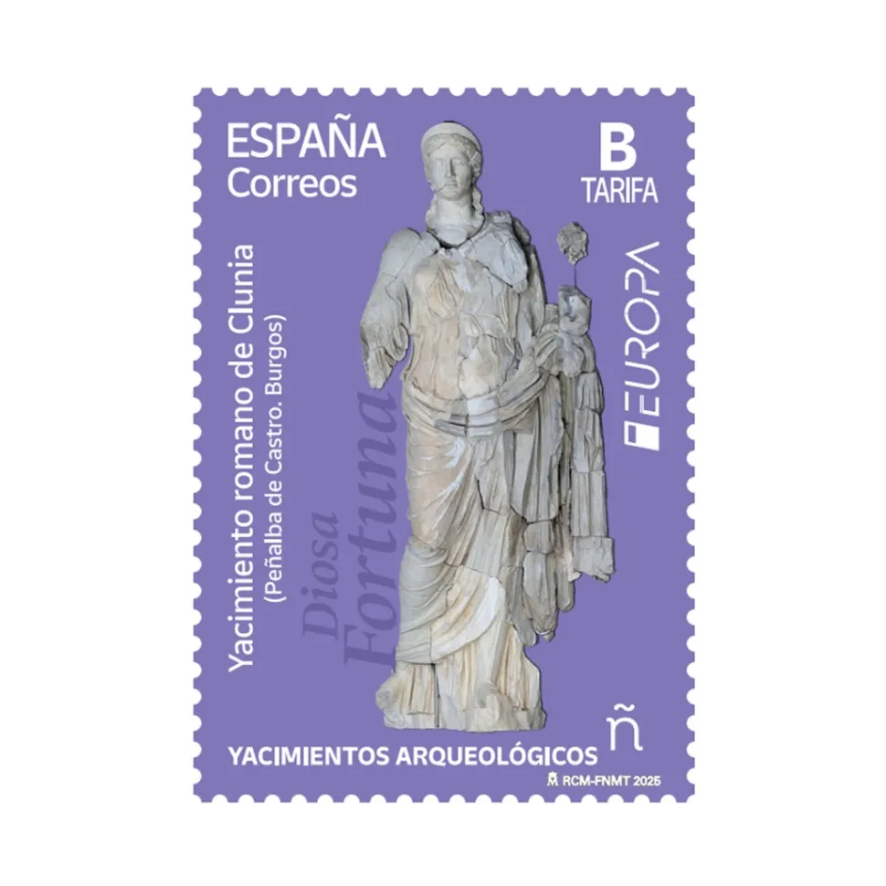 Sello yacimiento romano de Clunia. Burgos. Europa 2025 | Tarifa B | Pliego Premium