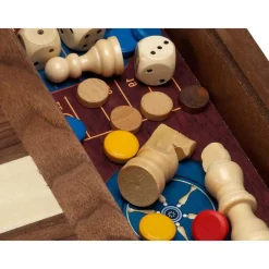 New Cayro Set de Cinco Juegos de Madera Clásicos - Ajedrez - Damas- Parchis - Oca