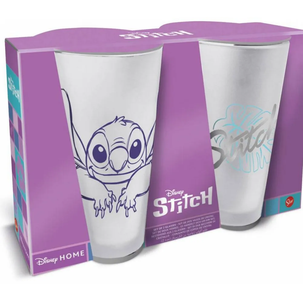 Discount Stor Set de 2 Vasos de Agua Vidrio Stitch de 490ml