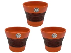 Set 3 Macetas de barro - 17x17x14 cm - Marrón-Nogal
