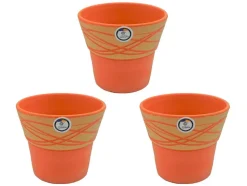 Set 3 Macetas de barro - 17x17x14 cm - Rústica-Hilo