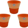 Set 3 Macetas de barro - 17x17x14 cm - Rústica-Rayada