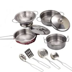 Set Menaje Cocina Infantil imitación Metálico