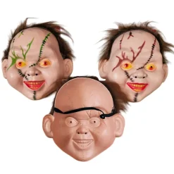 Set 3 Máscaras Chucky con pelo Muñeco Diabólico PVC - Azul, Marrón y Verde