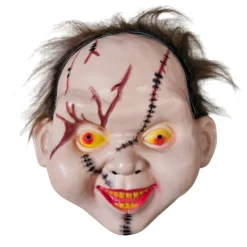 Set 3 Máscaras Chucky con pelo Muñeco Diabólico PVC - Azul, Marrón y Verde