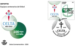Sobre del primer día. Deportes. Equipos centenarios de fútbol. Celta 1923 - 2023.