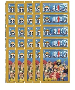 Hot PANINI 25 sobres One Piece 2023 El Nuevo Mundo 4 cromos y 1 carta por sobre