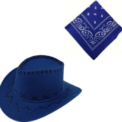 Sombrero Azul con Bandana Disfraz Vaquero Oeste