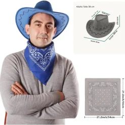 Sombrero Azul con Bandana Disfraz Vaquero Oeste