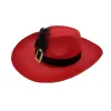 Sombrero Rojo con Pluma y Cinta Negras