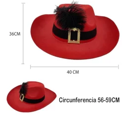 Sombrero Rojo con Pluma y Cinta Negras