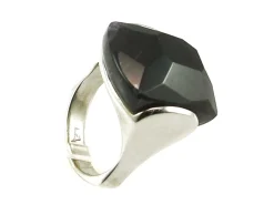 New Sortija En Plata Rodiada Con Amatista