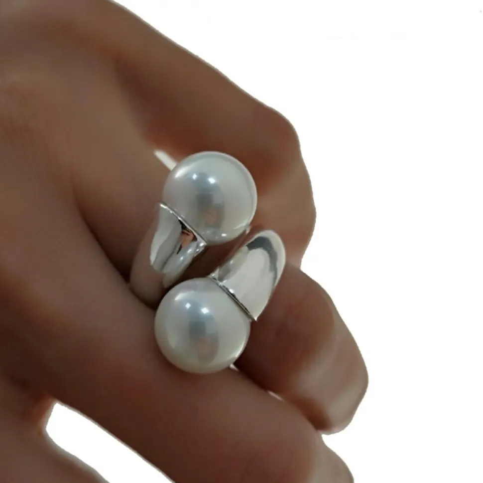 Sortija Perlas De 12 Mm. Y Plata De Ley