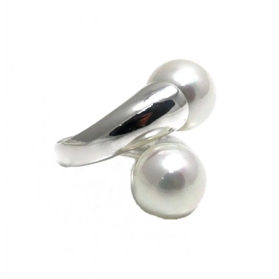 Sortija Perlas De 12 Mm. Y Plata De Ley