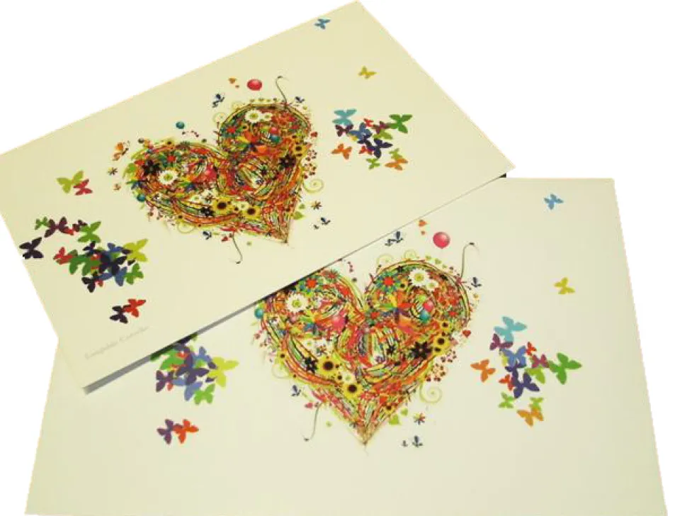 Tarjeta De Felicitación Corazon Y Mariposas