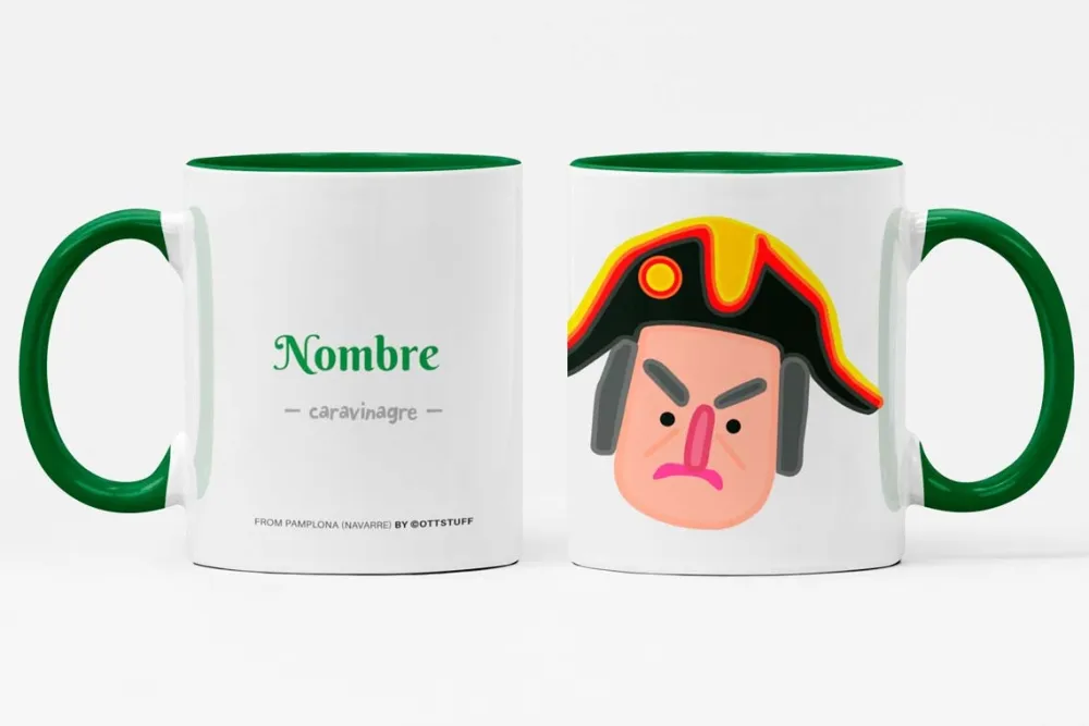 Outlet Pamplonicas® Taza personalizada de los gigantes y cabezudos de Pamplona: Caravinagre