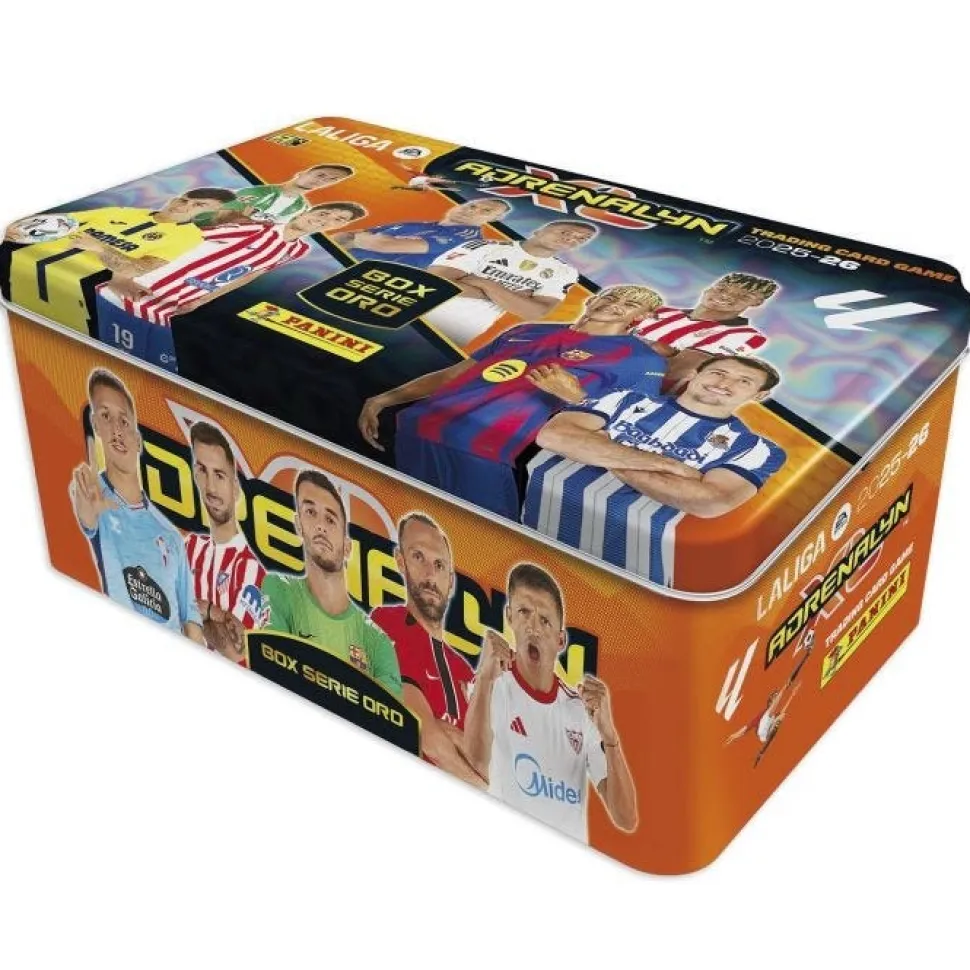 Tin box Serie Oro Adrenalyn XL LaLiga EA Sports 2025 2026 Panini Lata Grande