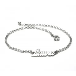Hot Tobillera Personalizada Con Nombre De Plata Tamaño Xxl