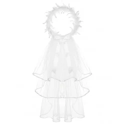 Velo de Novia Blanco con Plumas