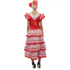 New Kebedo Moda Vestido Sevillana de Fiesta para Feria de abril Andaluz con Peineta y Flor